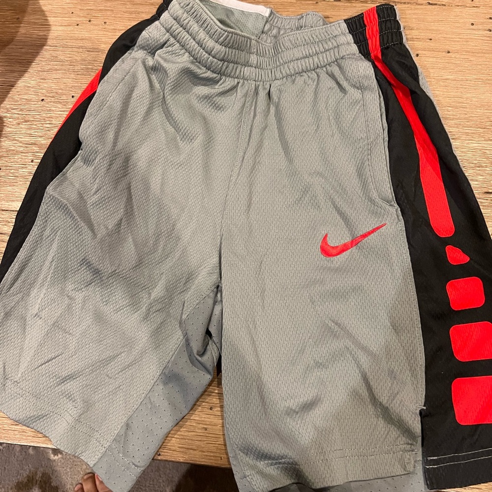Nike Kids Gray and Red Sports Shorts